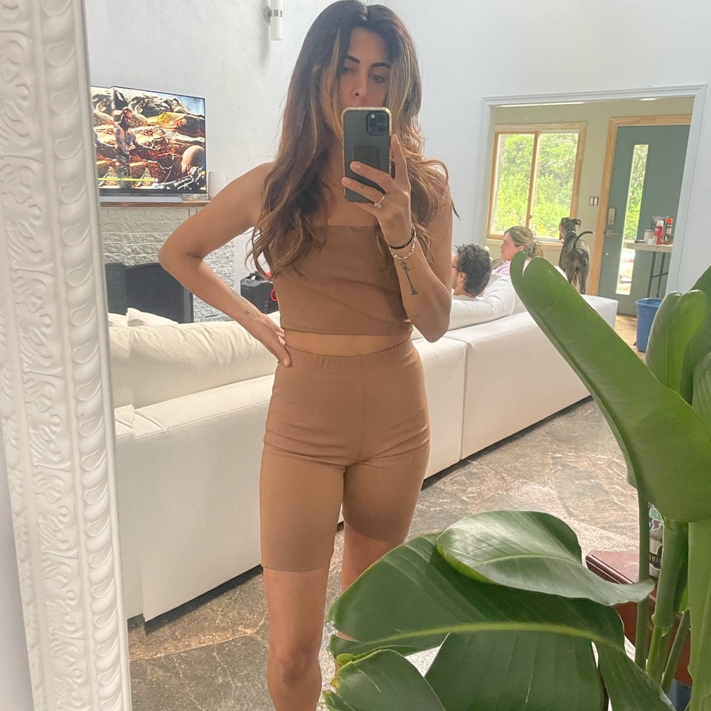 Strapless Nastygal bike short set